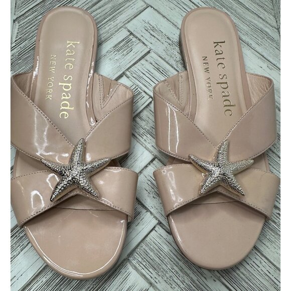 Kate Spade Peach Patent Leather Under The Sea Sandals With Starfish Embellishmen - Picture 2 of 4
